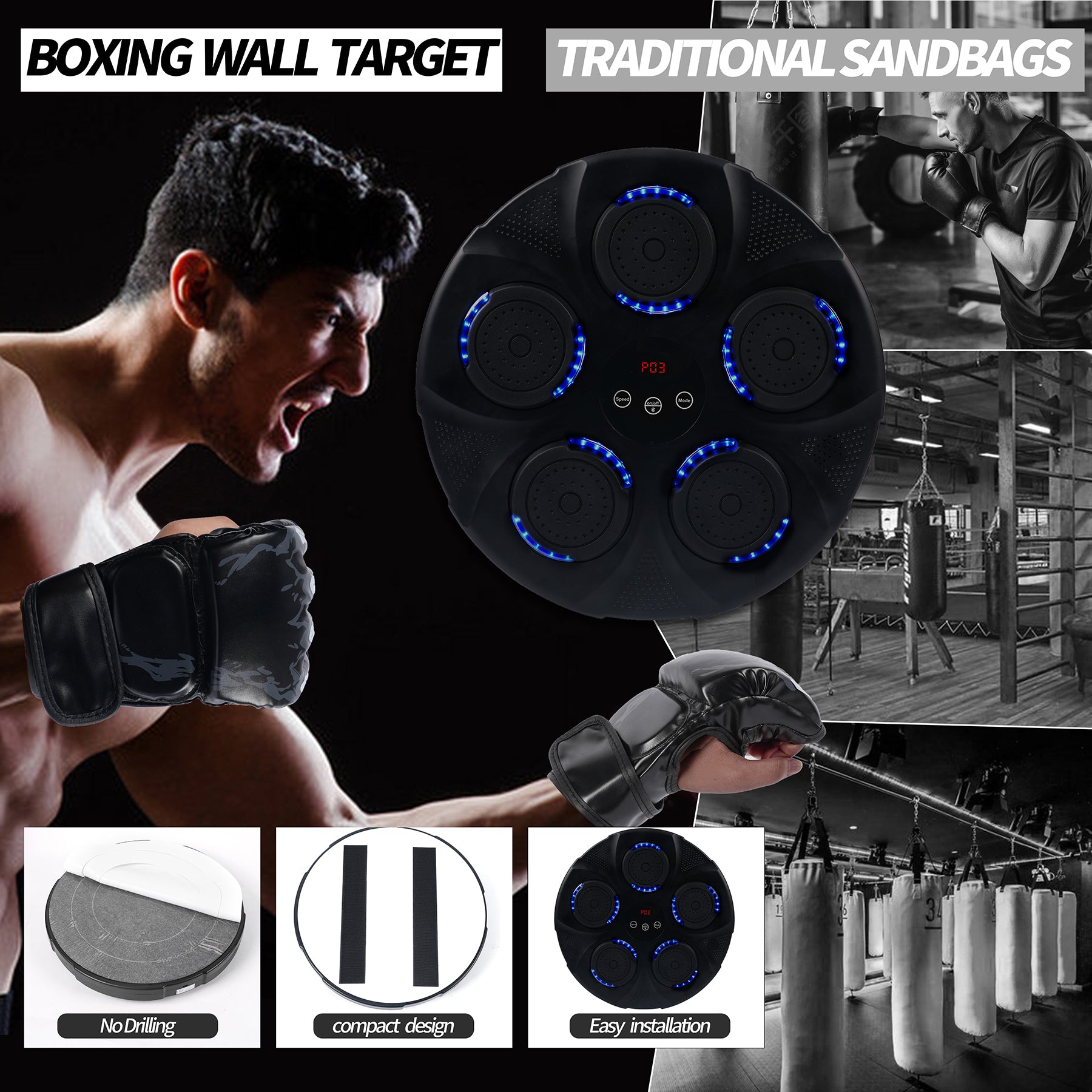 Buy Black Bull Music Boxing Machine, Rechargeable Boxing Equipment ...