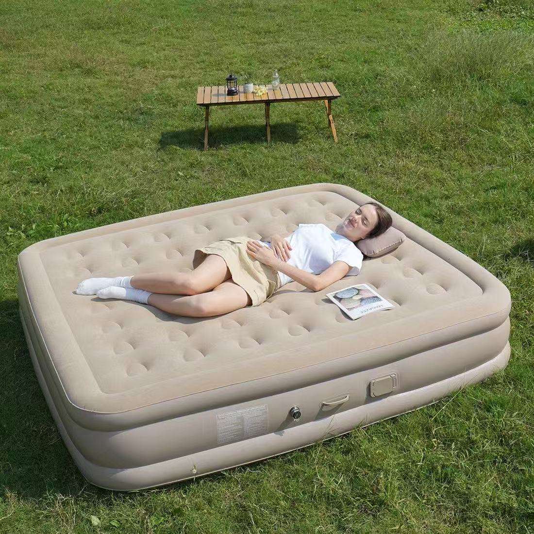 Double Inflatable Air Mattress with Electric Pump, Air Coil Support & 300 kg Capacity – 198 × 150 cm