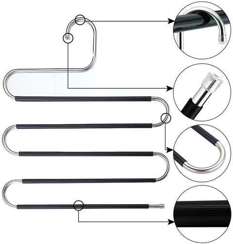 S-Type Trousers Hanger Antislip Black