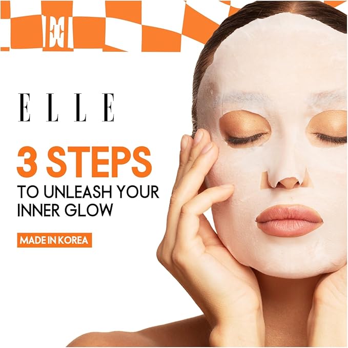 Korean ELLE Radiance Kit – 3-Step Peeling & Whitening Treatment with AHA Peeling Glove, Soothing Mask,Intensive Whitening Serum - Brightening, Exfoliating, Hydrating, Anti-Aging – For All Skin Types- 4 packs