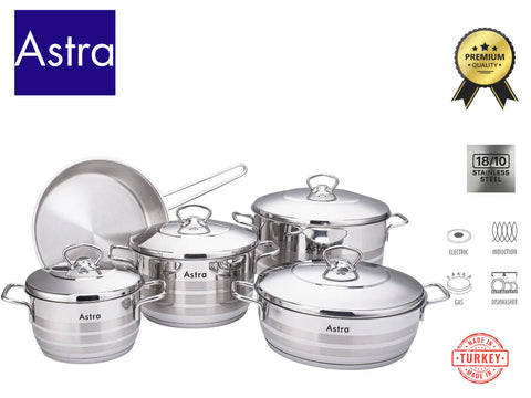 ASTRA 9 PCS 18/10 STAINLESS STEEL SET HM300, Turkey