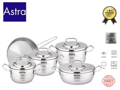 ASTRA PREMIUM 9 PCS 18/10 STAINLESS STEEL SET HM300, Turkey