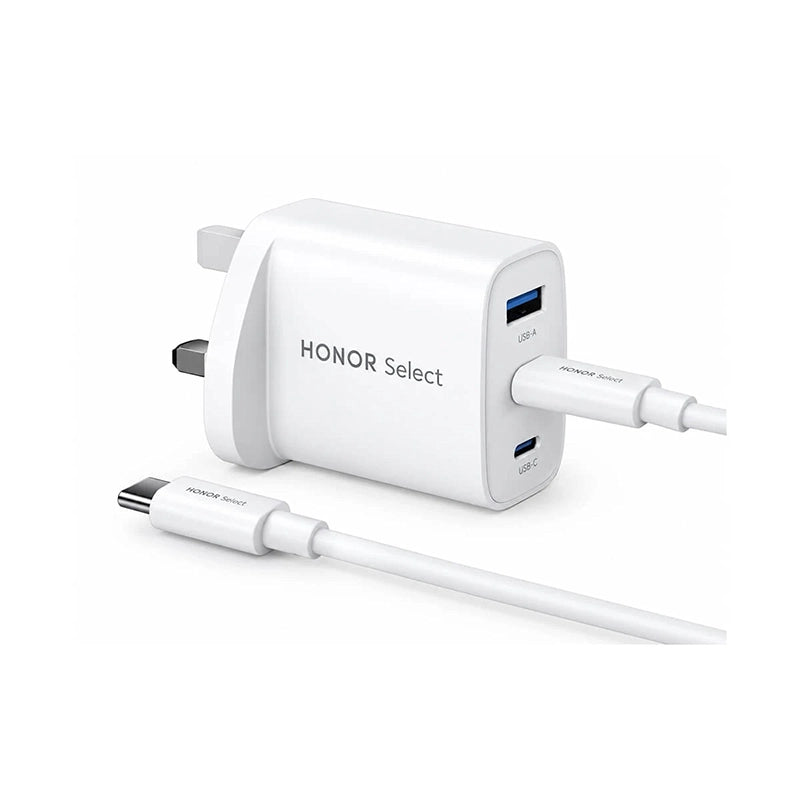 HONOR Select Power Adapter (65W, 3-Ports, GaN) PD With C-C Cable 2M - White