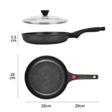 24cm Non-Stick Ceramic Induction Aluminum Fry Pan with Removable Handle & Clear Glass Lid - Oven Safe