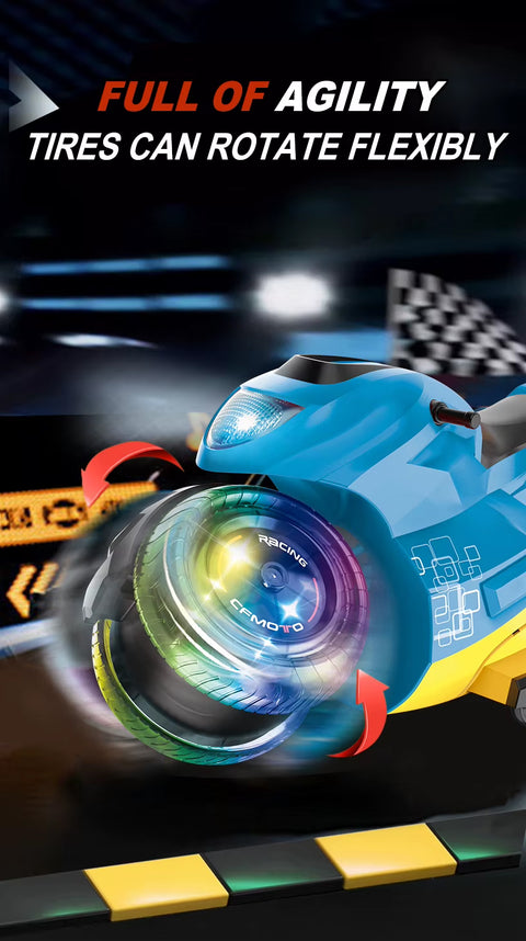 Drift Spray Stunt Motorcycle Toy with 2.4G Remote & Gesture Control, LED Lights & Mist Effect