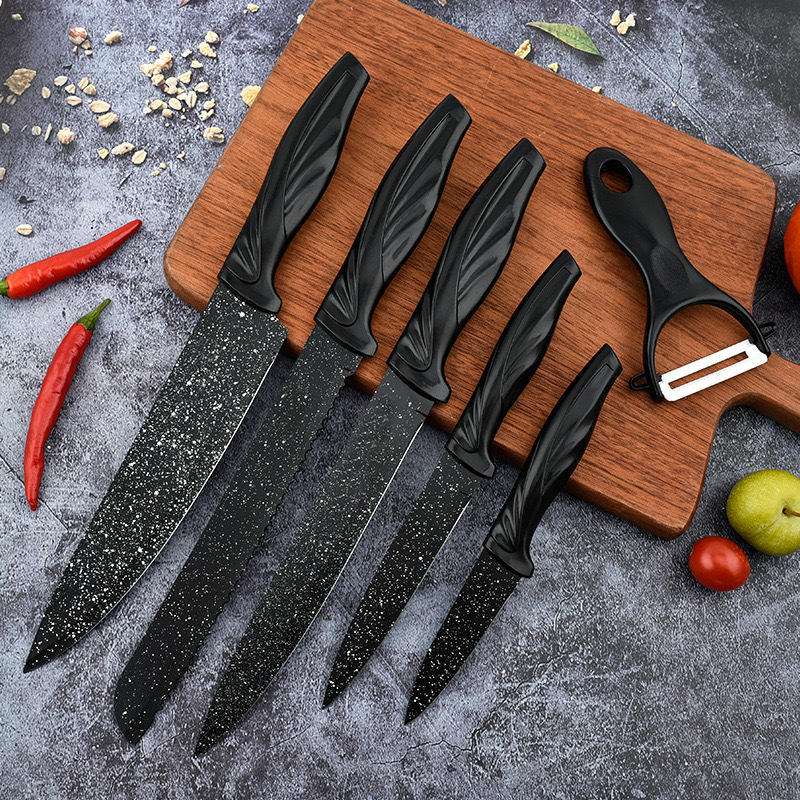 Swiss Gold 6-Piece Stainless Steel Kitchen Knife Set with Non-Stick Blades and Y-Peeler