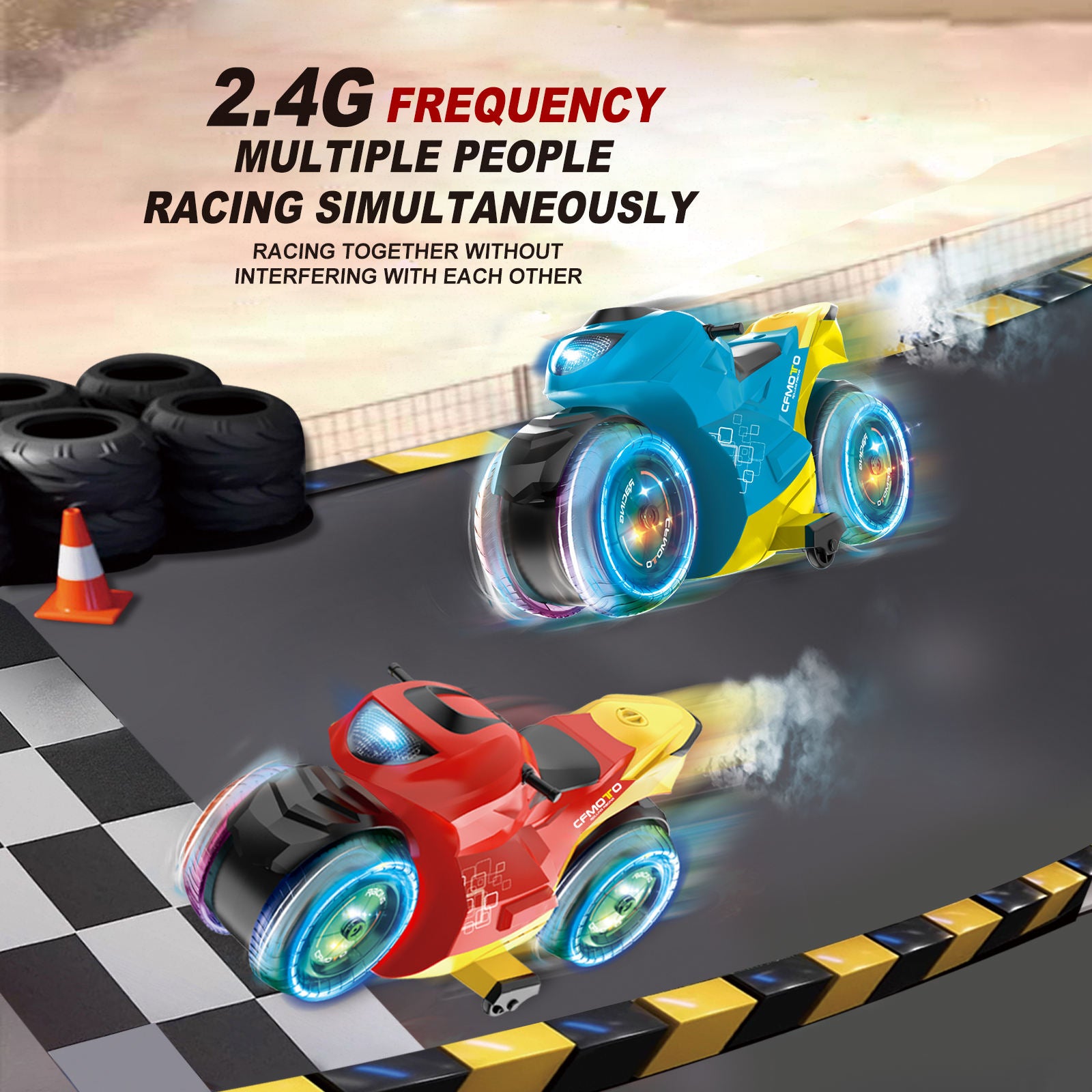 Drift Spray Stunt Motorcycle Toy with 2.4G Remote & Gesture Control, LED Lights & Mist Effect