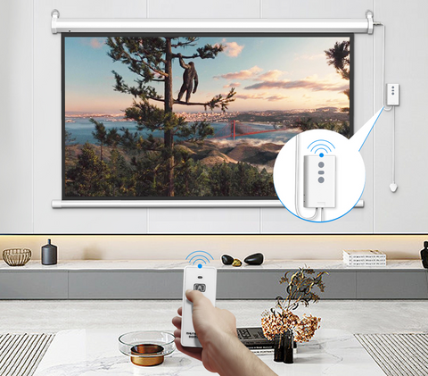 100-Inch Motorized Projector Screen Retractable Foldable Display with Remote Control, Matte White HD Viewing Screen