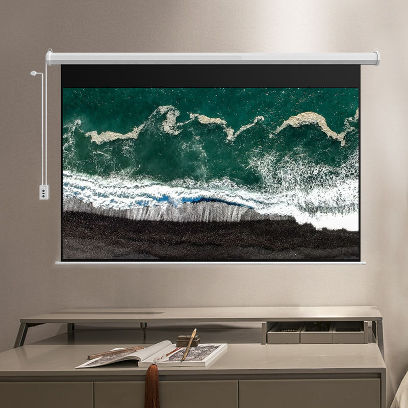 100-Inch Motorized Projector Screen Retractable Foldable Display with Remote Control, Matte White HD Viewing Screen