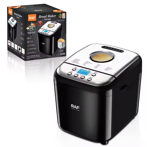 RAF, Smart Bread Maker with LCD Display, Multi Capacity Baking, Non-Stick Pan & Timer Function - 600W