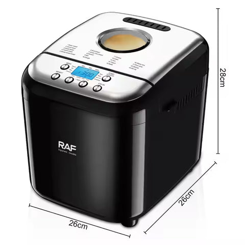 RAF, Smart Bread Maker with LCD Display, Multi Capacity Baking, Non-Stick Pan & Timer Function - 600W