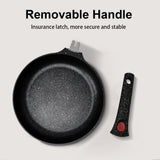 24cm Non-Stick Ceramic Induction Aluminum Fry Pan with Removable Handle & Clear Glass Lid - Oven Safe
