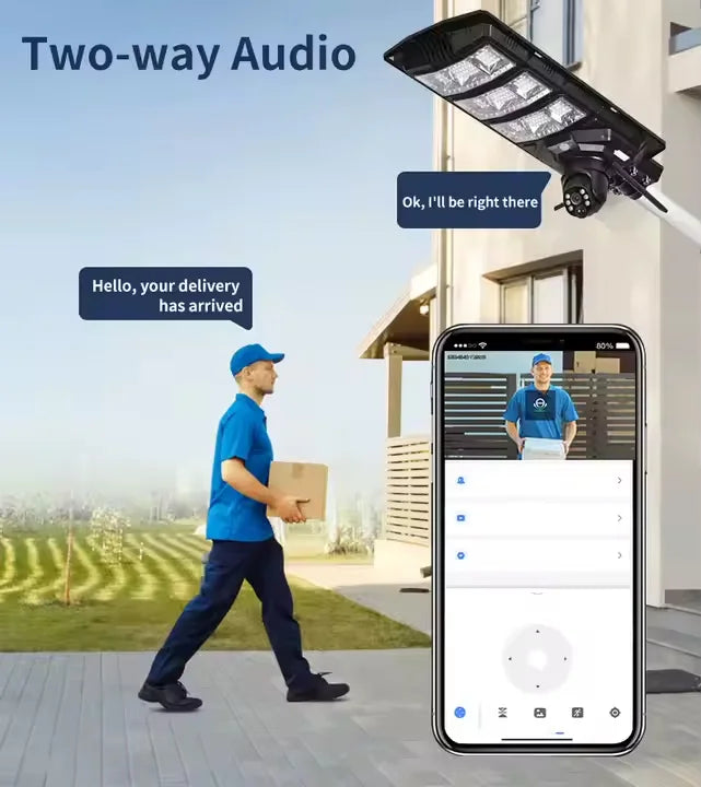 KKF 2-in-1 Solar Street Light 450W with 4G & 4K AI Security Camera, Night Vision, Motion Sensor, Mobile App & Remote Control for Outdoor Surveillance