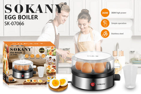 SOKANY Electric Egg Boiler - 7 Eggs Capacity, 360W