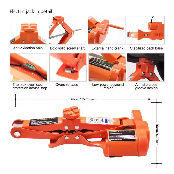 4-in-1 Emergency Electric Car Repair Kit with 5-Ton Jack and 480 Nm Impact Wrench