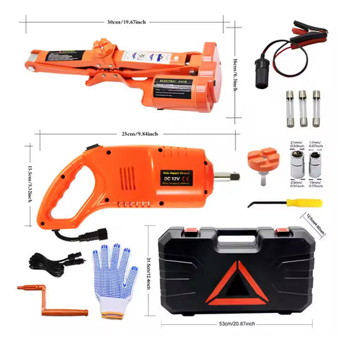 4-in-1 Emergency Electric Car Repair Kit with 5-Ton Jack and 480 Nm Impact Wrench