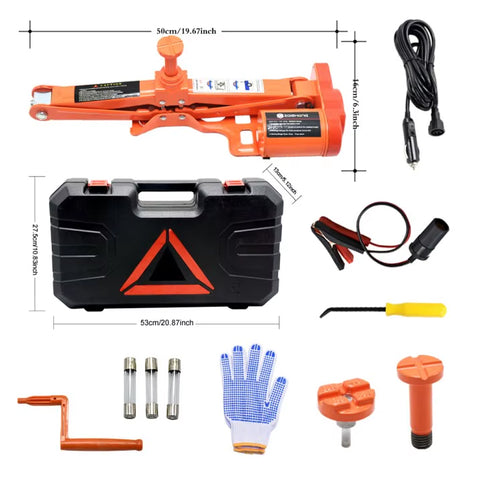 4-in-1 Emergency Electric Car Repair Kit with 5-Ton Jack and 480 Nm Impact Wrench