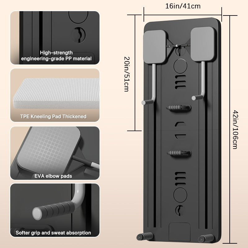 Black Bull Multi-Functional Foldable Pilates Reformer Abdominal Core Trainer with A B Roller Wheels for Workout Exercise