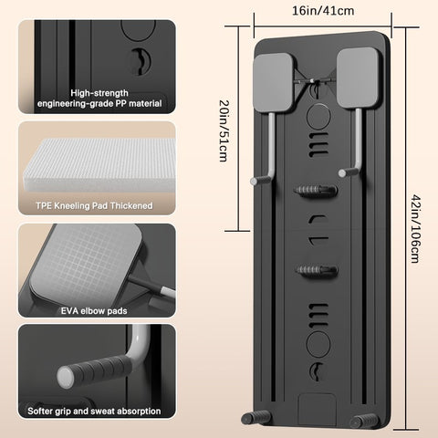 Black Bull Multi-Functional Foldable Pilates Reformer Abdominal Core Trainer with A B Roller Wheels for Workout Exercise