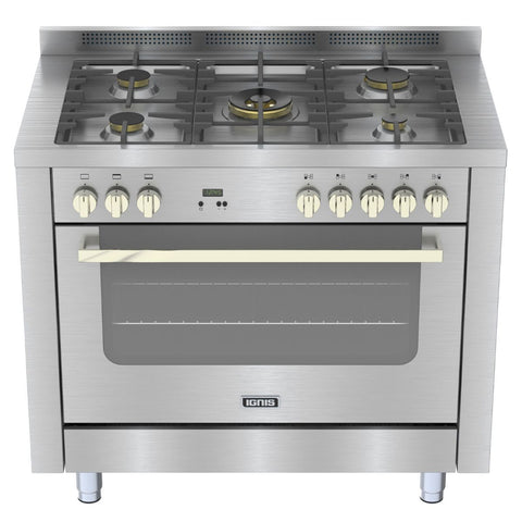 IGNIS Gas Cooker 100x60, 5 Burners, Full Safety, Stainless Steel