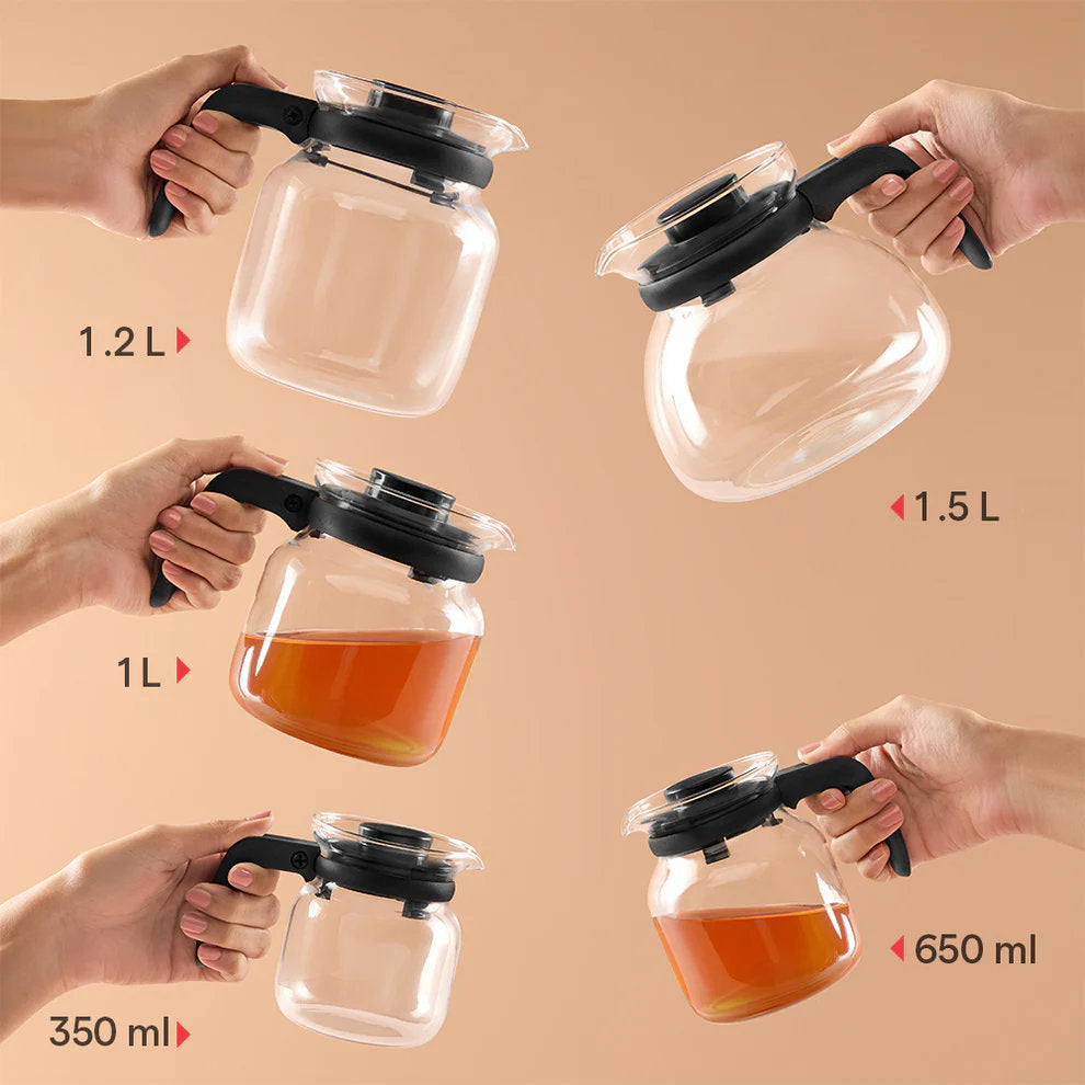 Borosil Vision Borosilicate Glass Carafe with Inbuilt Strainer, Flameproof Microwave Safe Tea Coffee Server