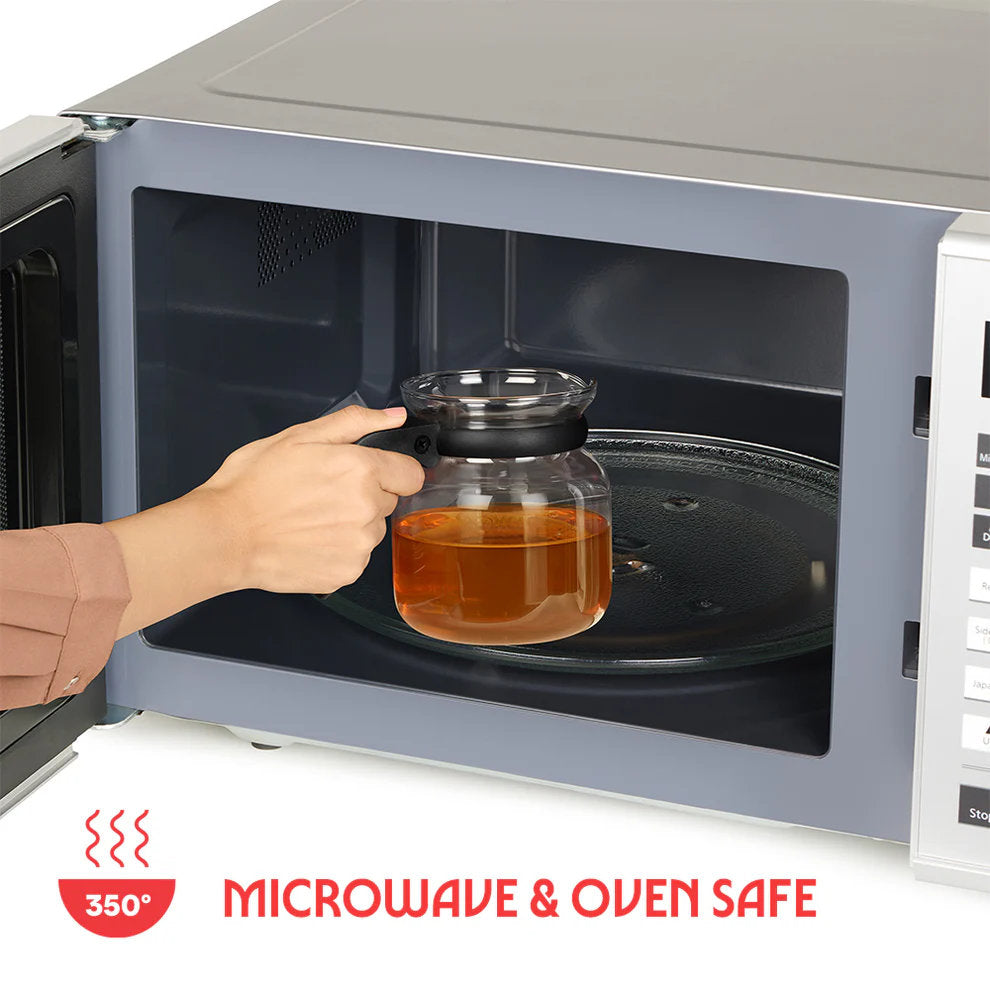 Borosil Vision Borosilicate Glass Carafe with Inbuilt Strainer, Flameproof Microwave Safe Tea Coffee Server
