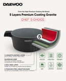 Daewoo 28 cm Shallow Granite Casserole with Lid - Red/Black