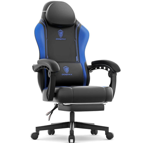 Dowinx Gaming Chair With Pocket Spring Cushion For Adults, Ergonomic Computer Chair With Footrest And Massage Lumbar Support, High Back Leather Game Chair For Office  ( Installation not included )