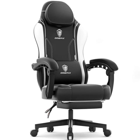 Dowinx Gaming Chair With Pocket Spring Cushion For Adults, Ergonomic Computer Chair With Footrest And Massage Lumbar Support, High Back Leather Game Chair For Office  ( Installation not included )