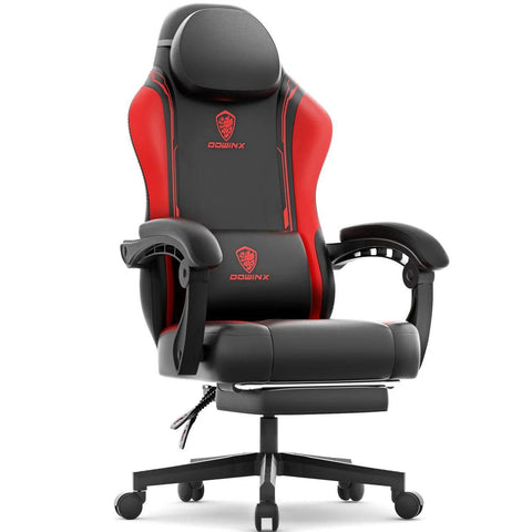 Dowinx Gaming Chair With Pocket Spring Cushion For Adults, Ergonomic Computer Chair With Footrest And Massage Lumbar Support, High Back Leather Game Chair For Office  ( Installation not included )