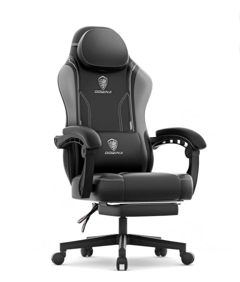 Dowinx Gaming Chair With Pocket Spring Cushion For Adults, Ergonomic Computer Chair With Footrest And Massage Lumbar Support, High Back Leather Game Chair For Office  ( Installation not included )