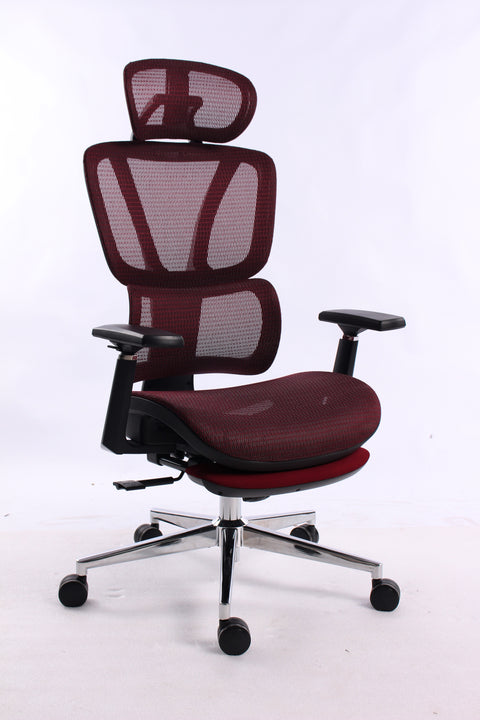 Black Bull Ergonomic Mesh Gaming & Office Chair with Footrest - Black & Red