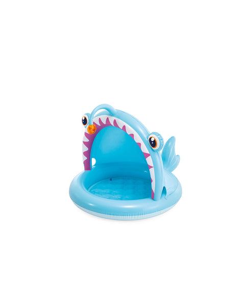 Intex Angler Fish Inflatable Kiddie Pool – Baby Pool with Sunshade & Soft Floor