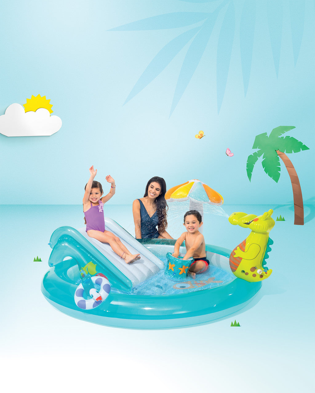 Intex Gator Inflatable Play Center with Slide, Kids Water Play Pool
