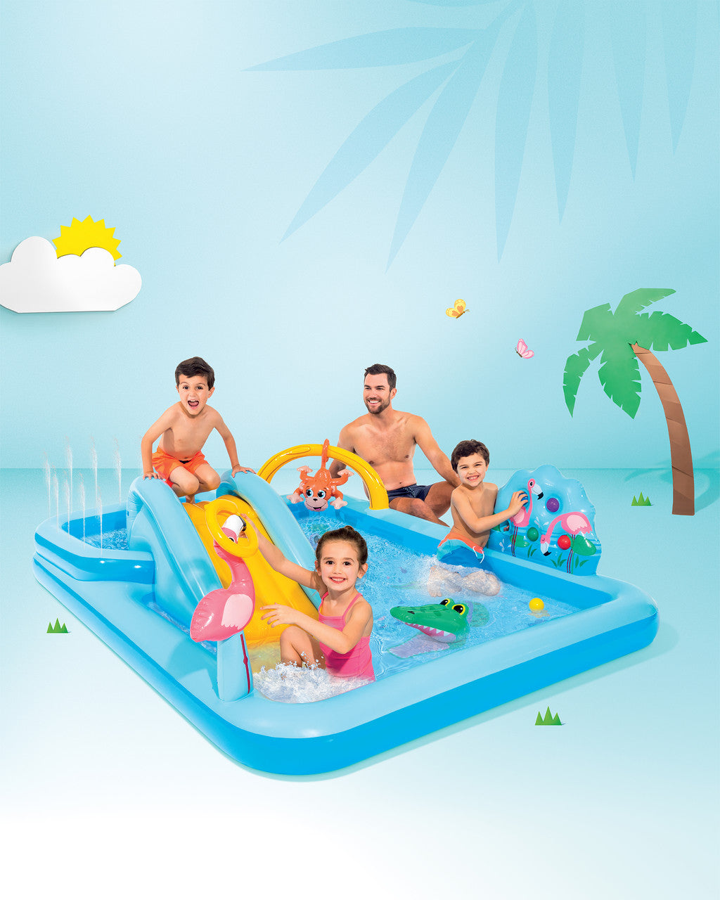 Intex Jungle Adventure Inflatable Play Center with Slide, Dual Pool Kids Water Play Set