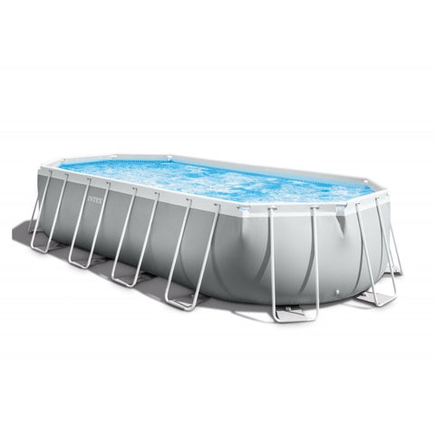 Intex Prism Frame Oval Pool Set 6.1 x 3.05 x 1.22m with Filter Pump, Ladder & Cover