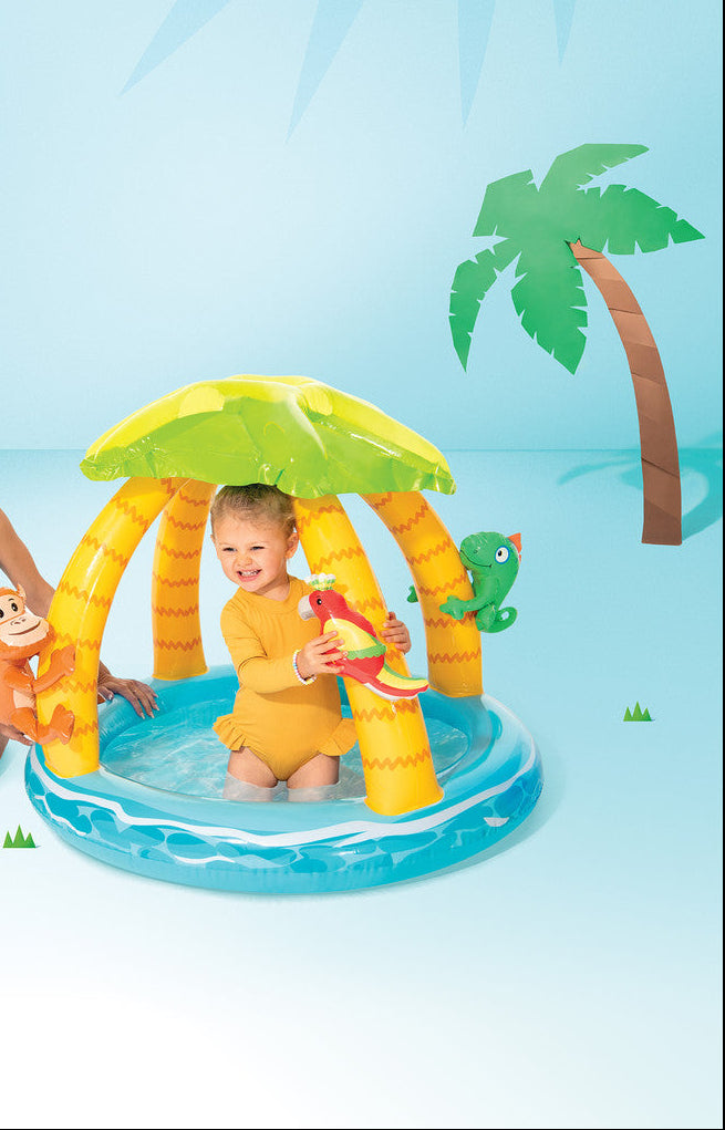 Intex Tropical Island Inflatable Kiddie Pool with Shade & Play Toys