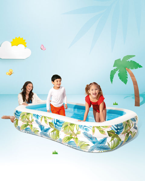 Intex Tropical Swim Center Family Inflatable Pool, Large Rectangular Pool
