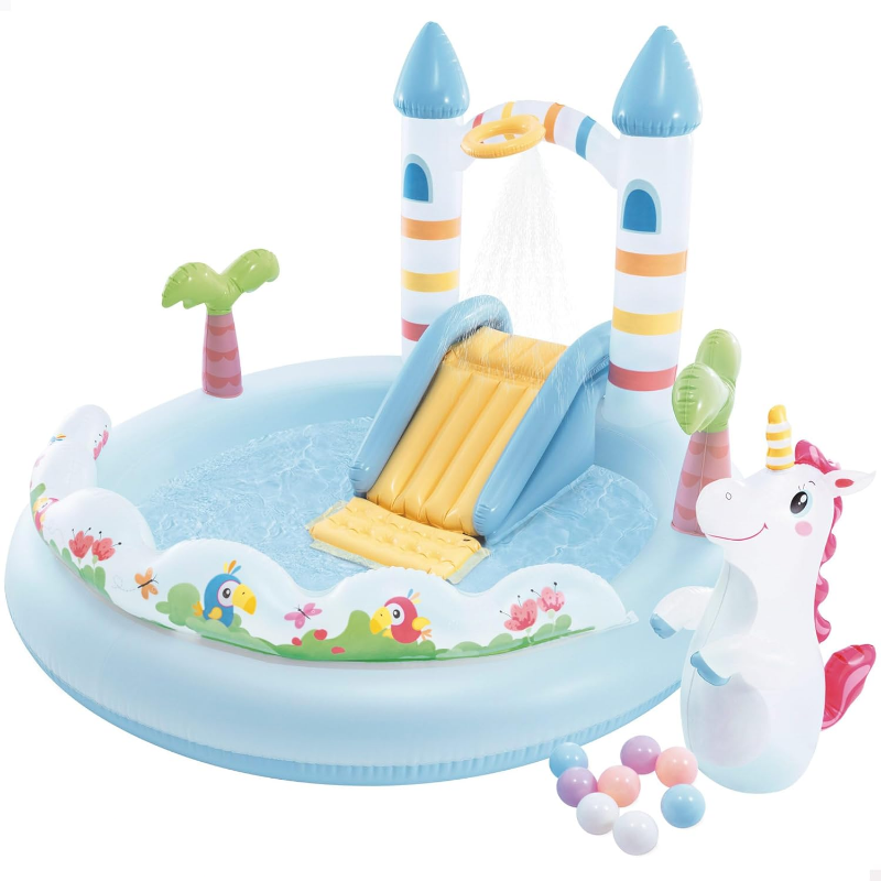 Intex Unicorn Castle Play Center, Kids Inflatable Pool with Slide (56148NP)