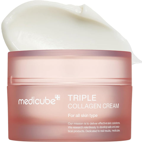medicube Triple Collagen Cream - Hydrating & Firming Moisturizer with Hyaluronic Acid, Premium Elastin, Shea Butter - Wrinkle Care & Boosts Elasticity - Korean Skincare