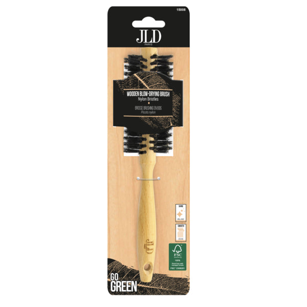 JLD, Wooden Blow Drying Brush, FSC Beech Wood, Smoothing & Shine Boosting Hair Brush