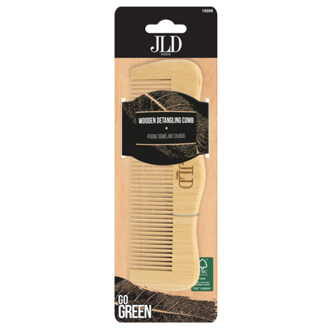 JLD, Wooden Hair Comb, FSC Beech Wood, Anti-Static Detangling for Wet & Dry Hair