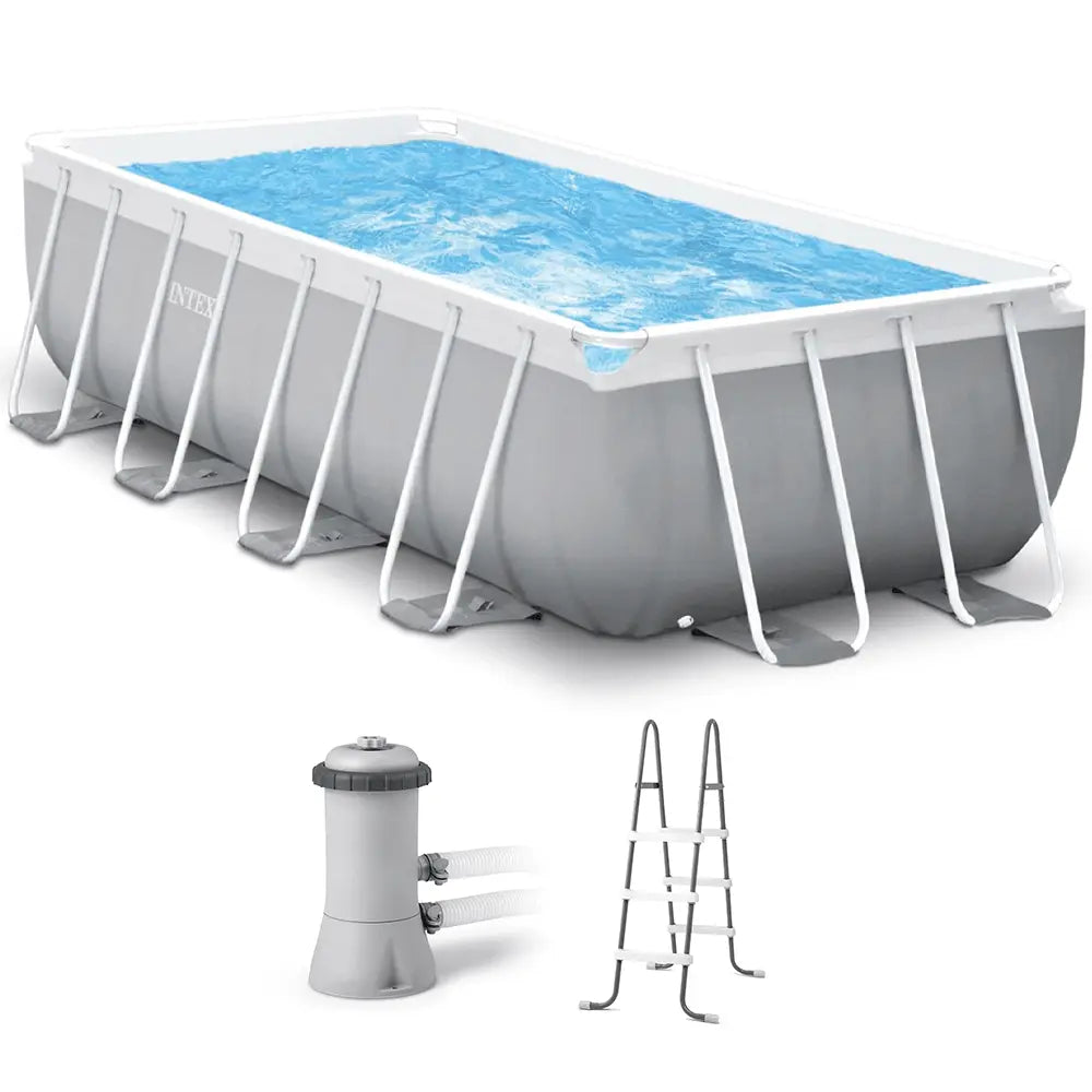 Intex Prism Frame Rectangular Pool Set 400 x 200 x 122 cm with Filter Pump & Ladder (26790UK)