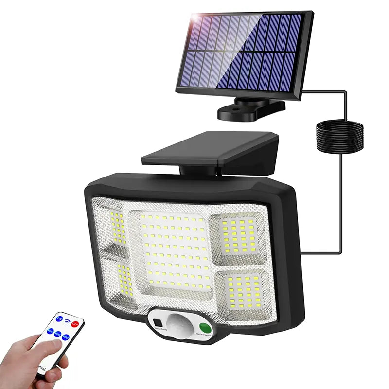 KKF Solar-Powered LED Security Wall Light with Motion Sensor & Remote Control, 120° Wide-Angle Detection, 20㎡ Illumination Coverage & Waterproof Design for Outdoor Use