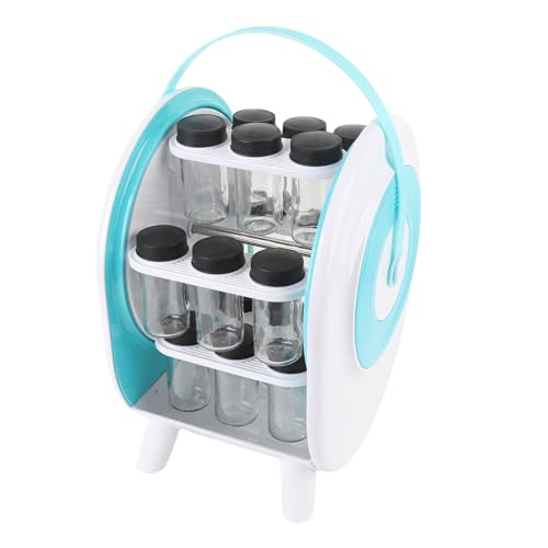 KKF، منظم رف التوابل الدوار بزاوية 360° مع 18 زجاجة، تخزين موفر للمساحة على سطح المطبخ من ABS