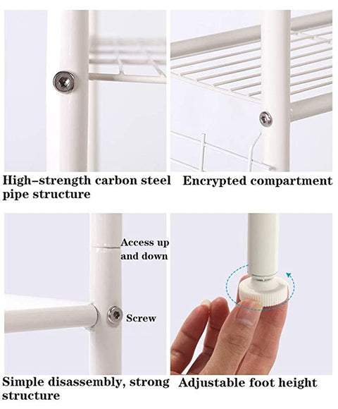 KKF، رف تخزين ثلاثي المستويات للحمام بإطار فولاذي، أقدام قابلة للتعديل وتصميم موفر للمساحة (ارتفاع 157.9 سم)