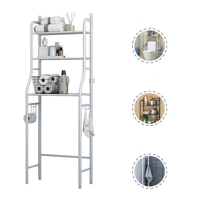 KKF, 3 Level Bathroom Storage Shelf with Steel Frame, Adjustable Feet & Space-Saving Design (157.9cm Height)