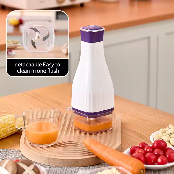 KKF، مفرمة طعام كهربائية صغيرة ومفرمة لحم 250 واط بشفرة من الفولاذ المقاوم للصدأ، سعة 0.6 لتر و4 حاويات تخزين