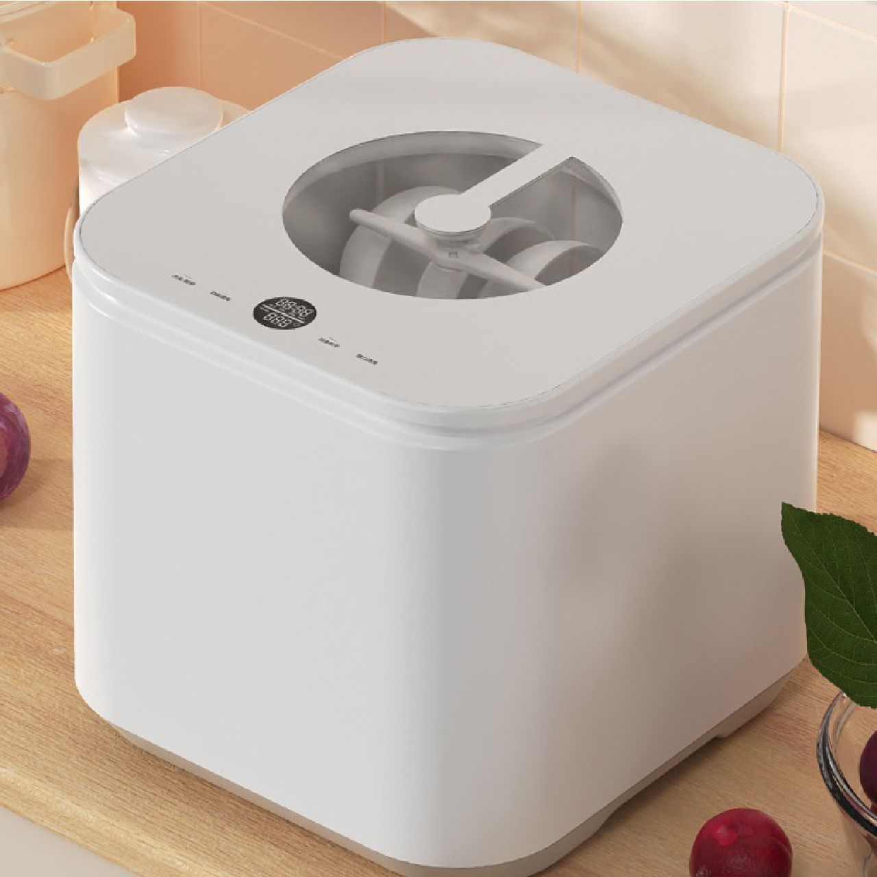 KKF, Mini Portable Desktop Dishwasher 800W Countertop Semi-Integrated with 220V Power