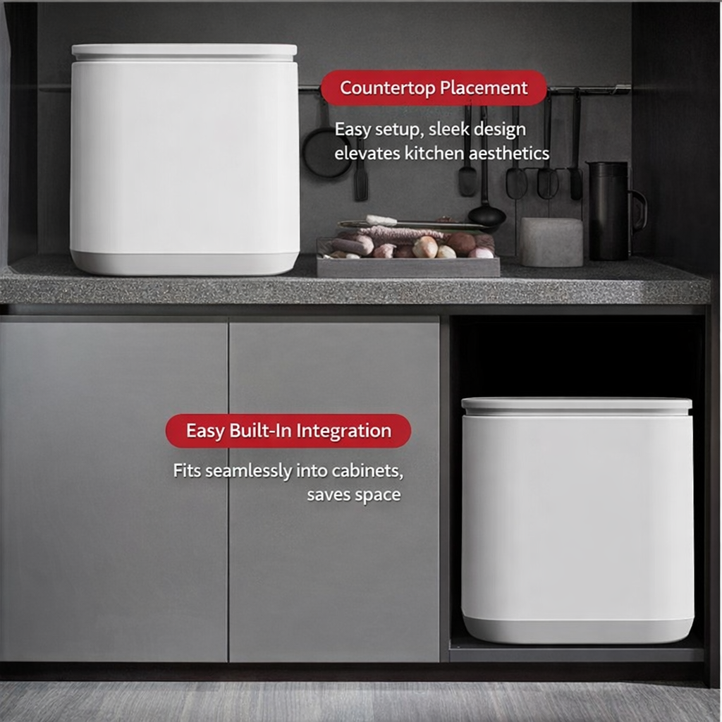 KKF, Mini Portable Desktop Dishwasher 800W Countertop Semi-Integrated with 220V Power